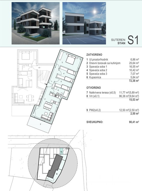 APARTMÁN S1 V BYTOVOM DOME, NOVOSTAVBA, 100m OD MORA - ŠIMUNI, PAG