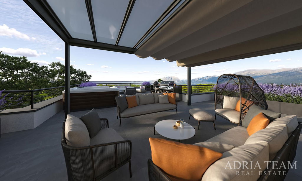 APARTMÁN S3 S BAZÉNOM, ZÁHRADOU A STREŠNOU TERASOU, NOVOSTAVBA - MANDRE, PAG