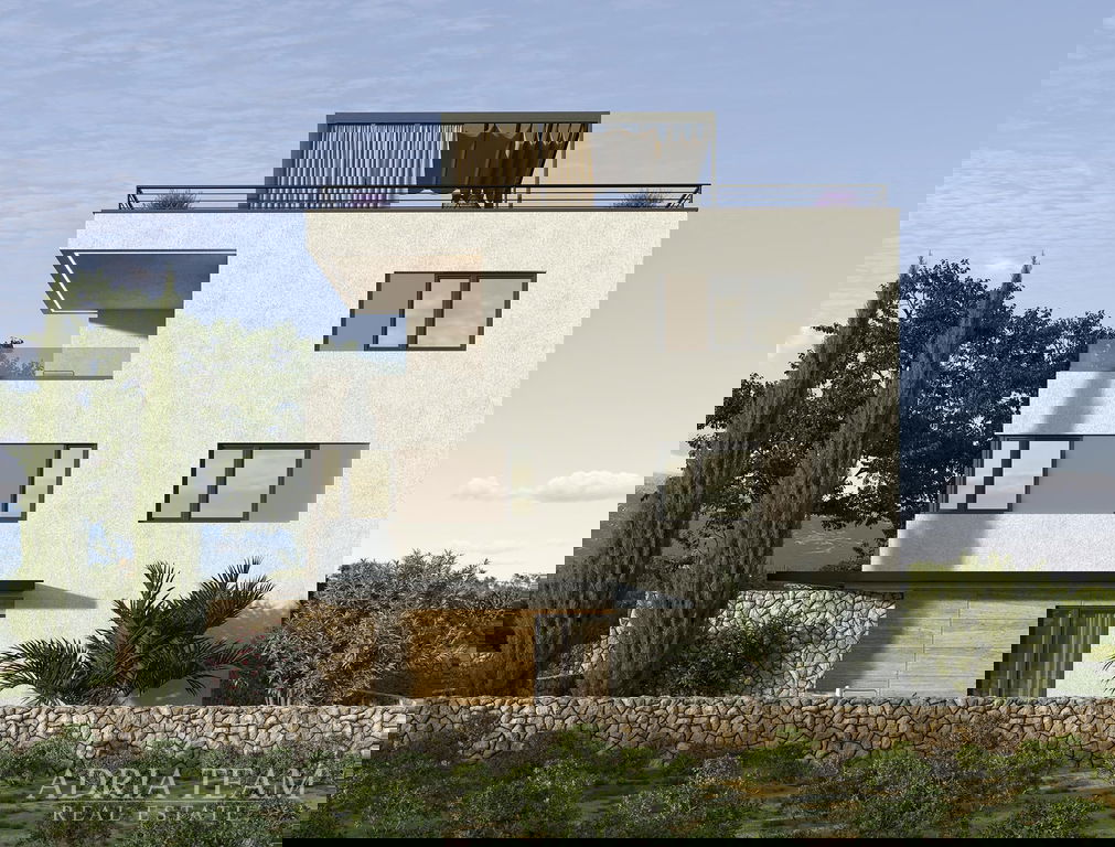 APARTMÁN S3 S BAZÉNOM, ZÁHRADOU A STREŠNOU TERASOU, NOVOSTAVBA - MANDRE, PAG