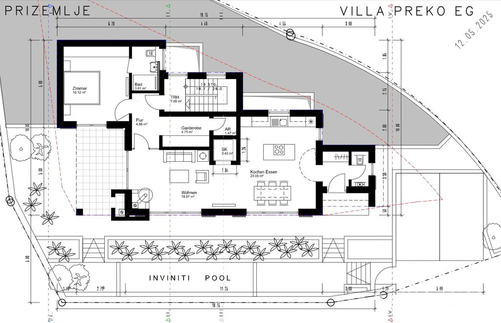 STAVEBNÝ POZEMOK S PROJEKTOM NA VILU S BAZÉNOM, VÝHĽAD NA MORE - PREKO, UGLJAN