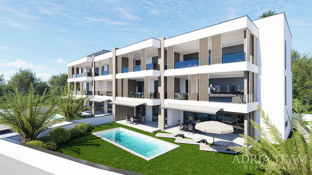 NÁDHERNÝ APARTMÁN, NOVOSTAVBA, PRVÝ RAD PRI MORI – ZATON, NIN