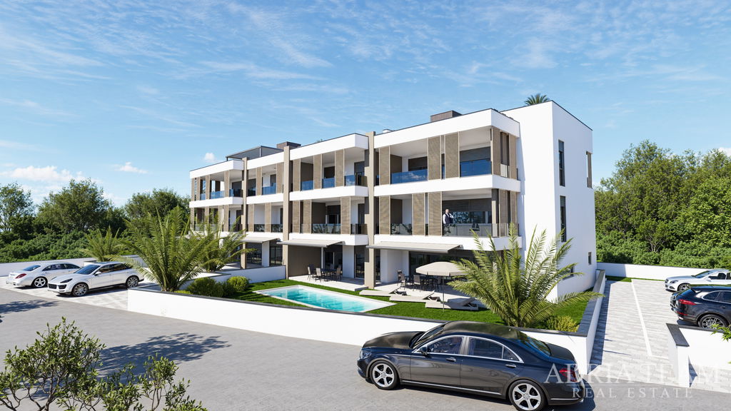 NÁDHERNÝ APARTMÁN, NOVOSTAVBA, PRVÝ RAD PRI MORI – ZATON, NIN