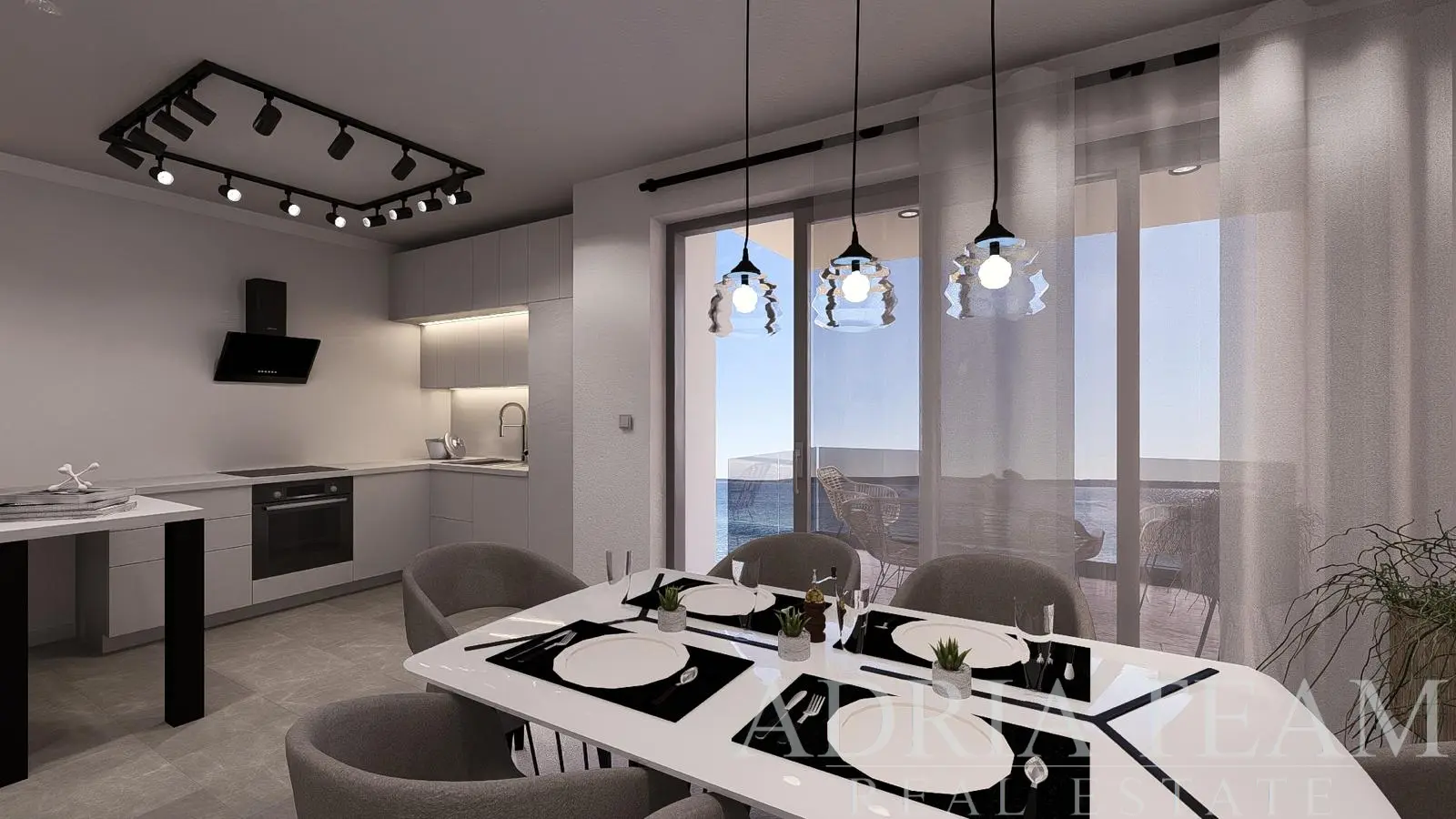 EXKLUZÍVNY PENTHOUSE S PRIESTRANNOU TERASOU A VIACERÝMI VONKAJŠÍMI PRIESTORMI – MANDRE, PAG